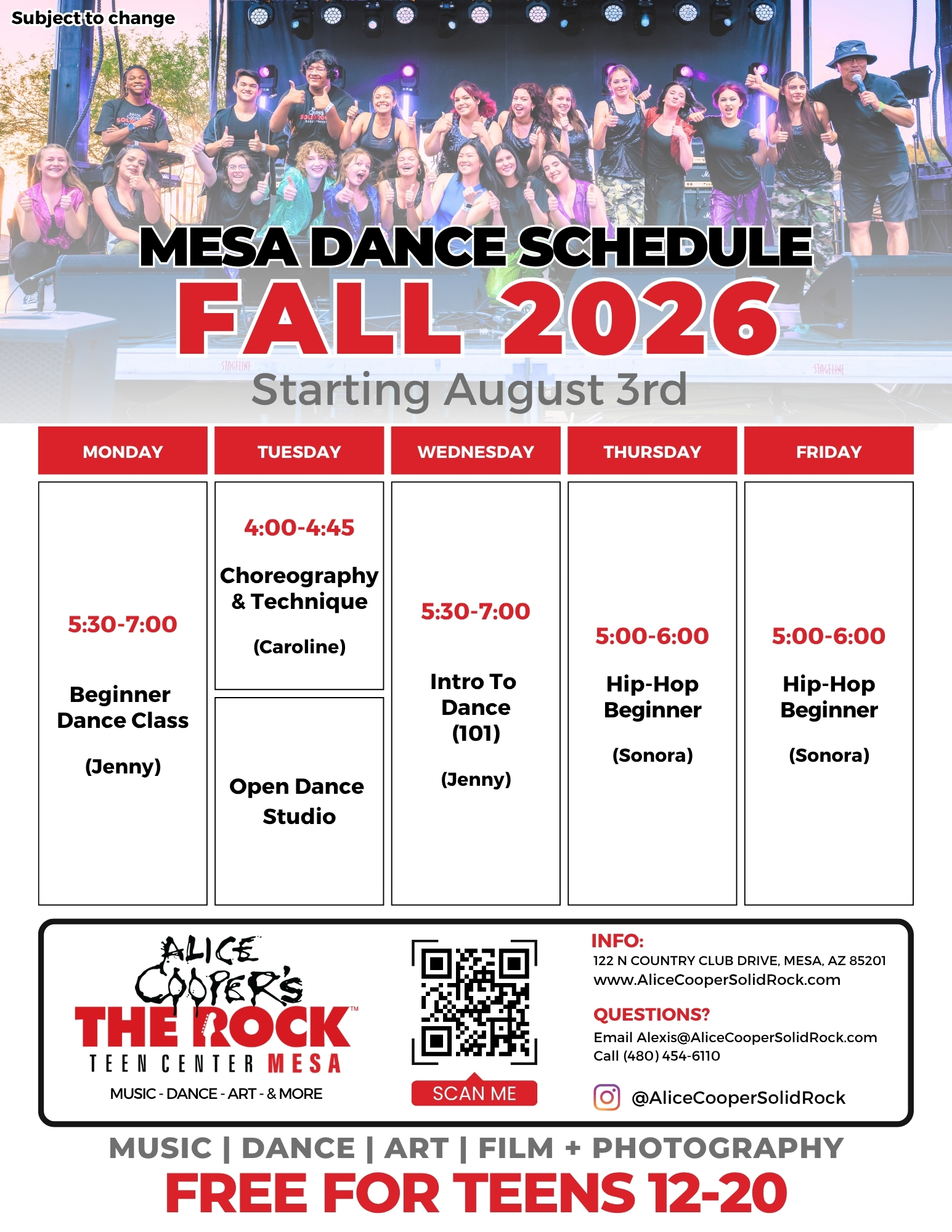 3-30MESA-DANCE-SCHED-1 alice cooper’s solid rock teen centers arizona phoenix mesa goodyear dance schedule mesa